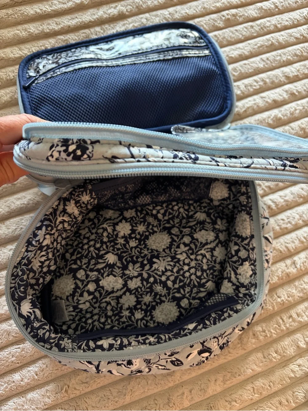 Vera Bradley Perennials Gray Cosmetic Travel Bag